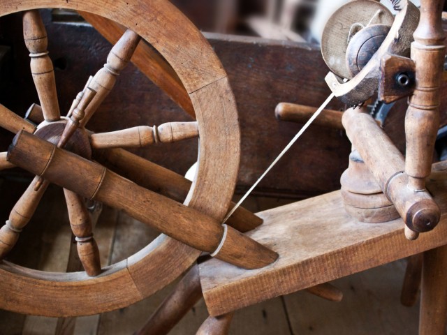 Ein Holzspinnrad