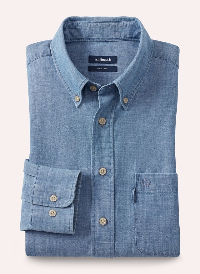 Abbildung Chambray-Hemd in der Farbe Uni Indigo