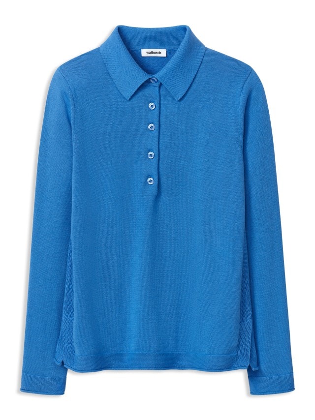Abbildung Polo-Pullover mit Seide in Meerblau