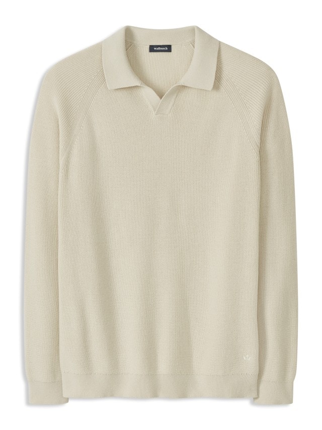 Abbildung Gerippter Polopullover in Natur