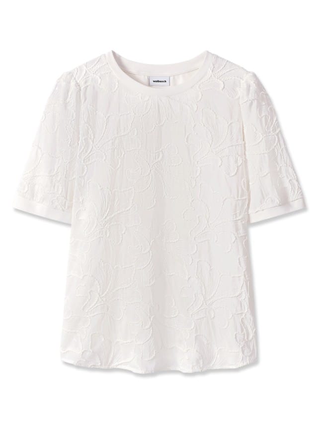 Blusenshirt mit Stickerei in Weiß