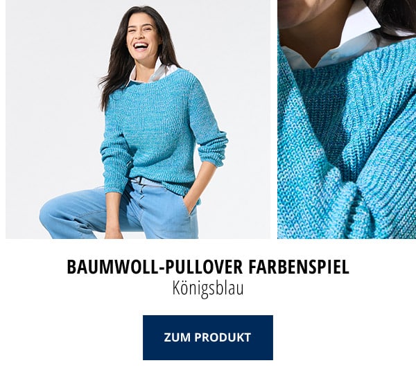 Baumwoll-Pullover Farbenspiel Königsblau | Walbusch
