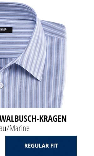 Extraglatt-Hemd Walbusch-Kragen, Streifen Blau/Marine | Walbusch