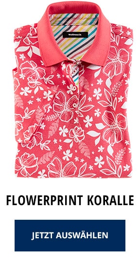 Poloshirt Hitzefrei - Flowerprint Koralle | Walbusch