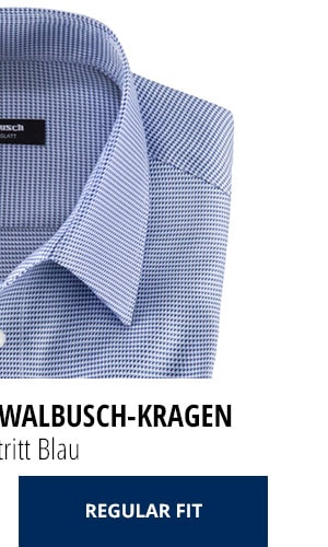 Extraglatt-Hemd Walbusch-Kragen, Hahnentritt Blau | Walbusch