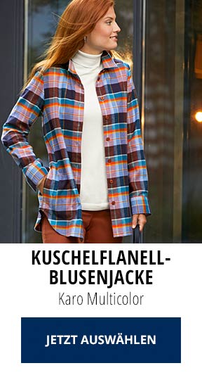 Kuschelflanell Blusenjacke - Karo Multicolor | Walbusch