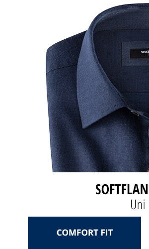 Softflanell-Hemd Comfort Fit - Uni Blau | Walbusch
