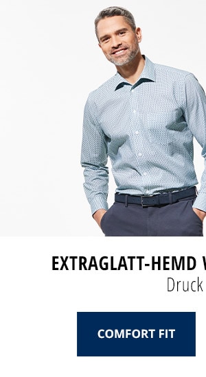 Extraglatt-Hemd Walbusch-Kragen, COMFORT FIT - Druck Grün | Walbusch