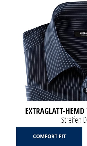 Extraglatt-Hemd Walbusch-Kragen, Streifen Dunkelblau | Walbusch