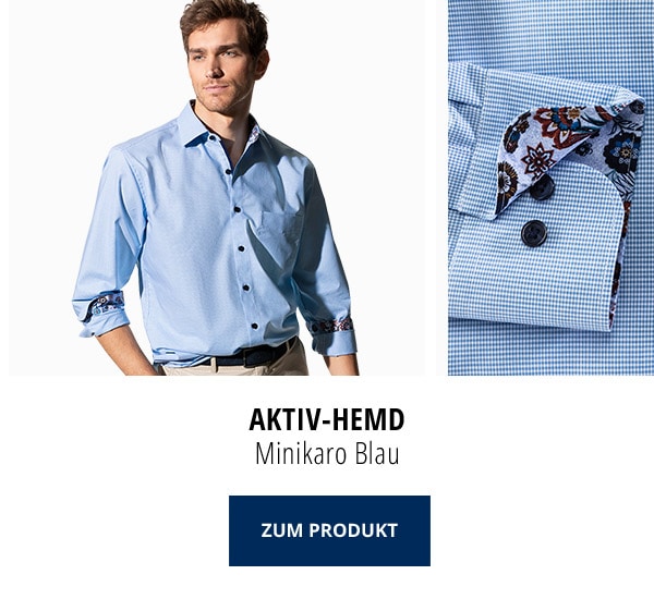Aktiv-Hemd Minikaro Blau | Walbusch