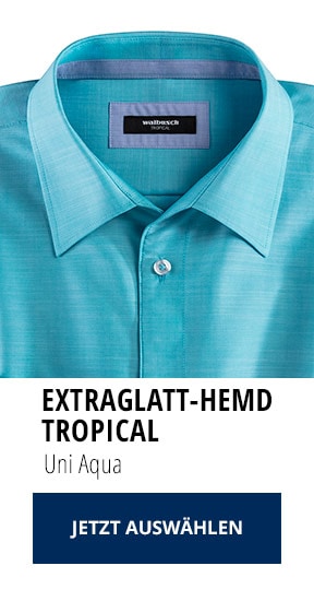 Extraglatt-Hemd Tropical Uni Aqua | Walbusch
