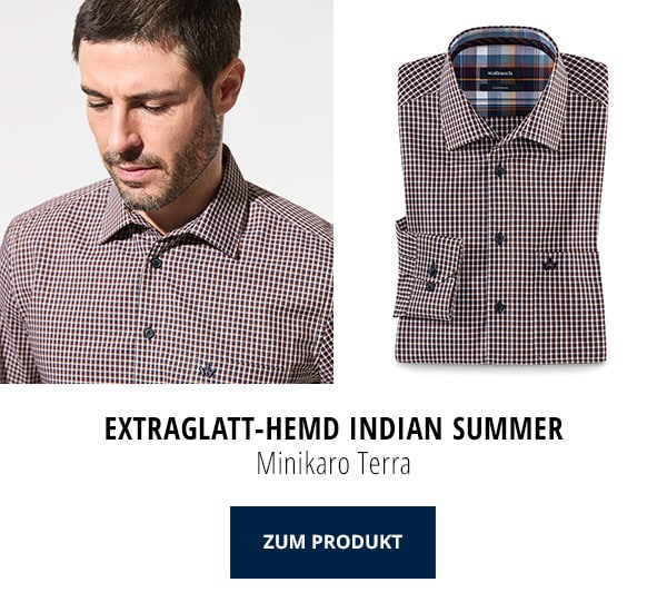 Extraglatt-Hemd Indian Summer Minikaro Terra | Walbusch