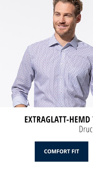 Extraglatt-Hemd Walbusch-Kragen Comfort Fit - Druck Rot | Walbusch