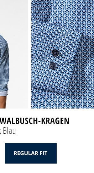 Extraglatt-Hemd Walbusch-Kragen Regular Fit - Druck Blau | Walbusch