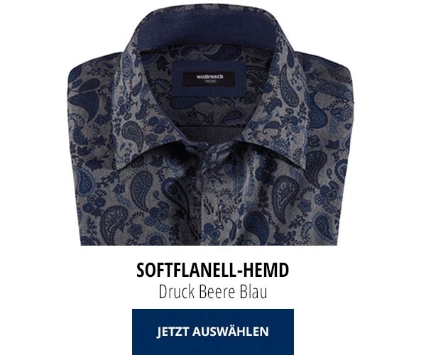 Softflanell-Hemd Druck Beere Blau | Walbusch