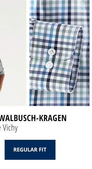 Extraglatt-Hemd Walbusch-Kragen, REGULAR FIT - Lagune Vichy | Walbusch
