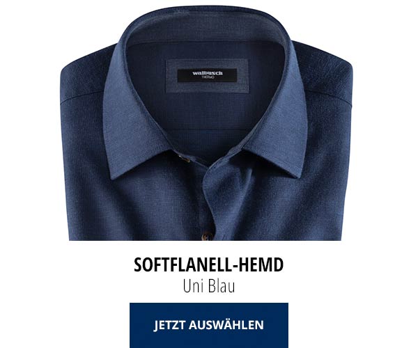 Softflanell-Hemd Uni Blau | Walbusch