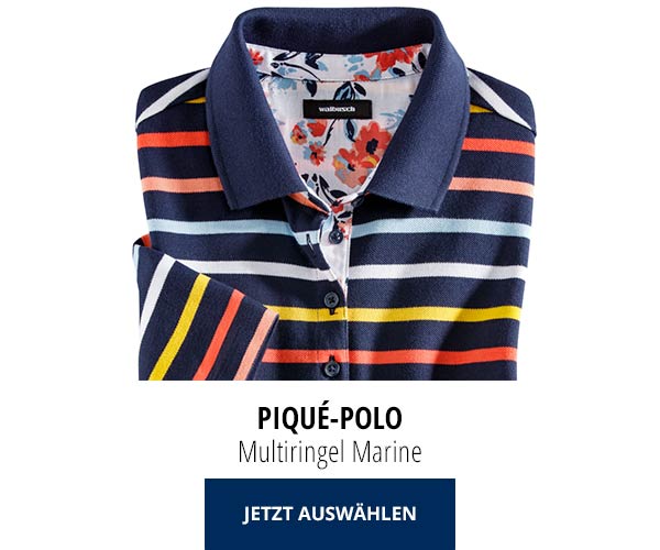 Piqué-Polo Sommer-Cotton Mulitringel Marine | Walbusch
