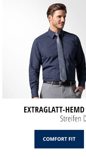Extraglatt-Hemd Walbusch-Kragen, COMFORT FIT - Streifen Dunkelblau | Walbusch