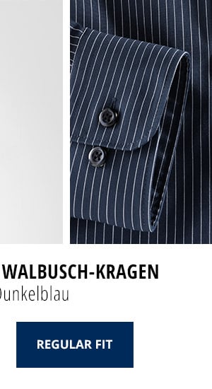 Extraglatt-Hemd Walbusch-Kragen, REGULAR FIT - Streifen Dunkelblau | Walbusch