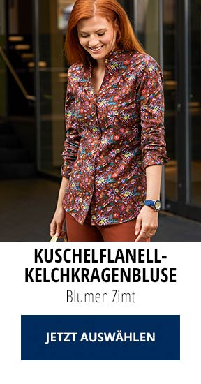 Kuschelflanell Kelchkragenbluse - Blumen Zimt | Walbusch
