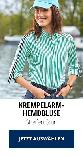 Krempelarm-Hemdbluse Streifen Grün | Walbusch