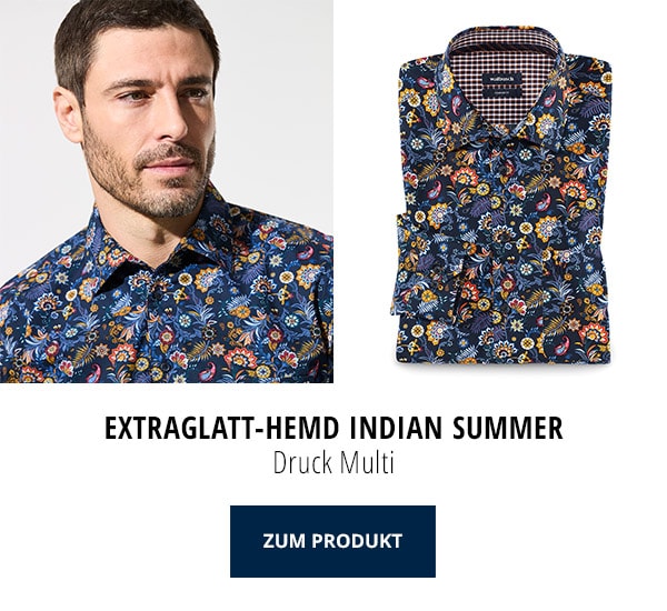 Extraglatt-Hemd Indian Summer Druck Multi | Walbusch