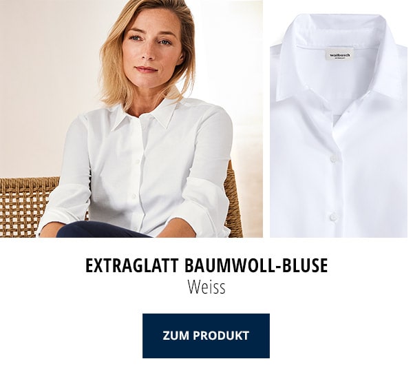 Extraglatt Baumwoll-Bluse Weiß | Walbusch