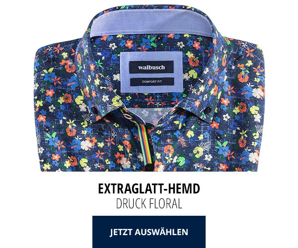 Extraglatt-Hemd - Druck Floral | Walbusch
