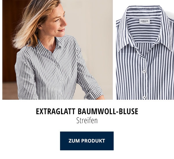 Extraglatt Baumwoll-Bluse Streifen | Walbusch