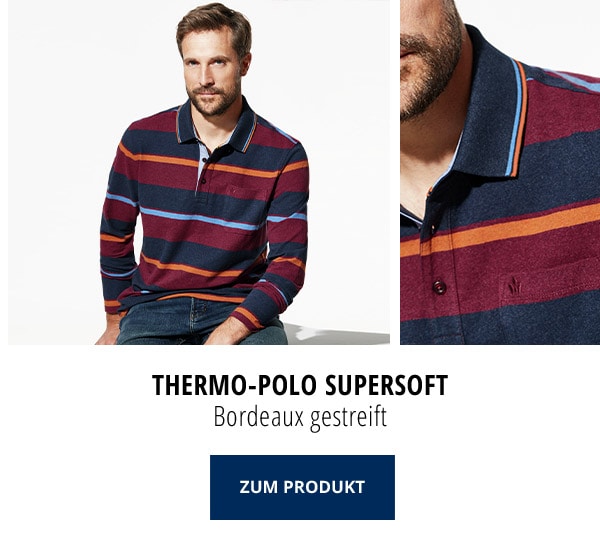 Thermo-Polo Supersoft - Bordeaux gestreift | Walbusch