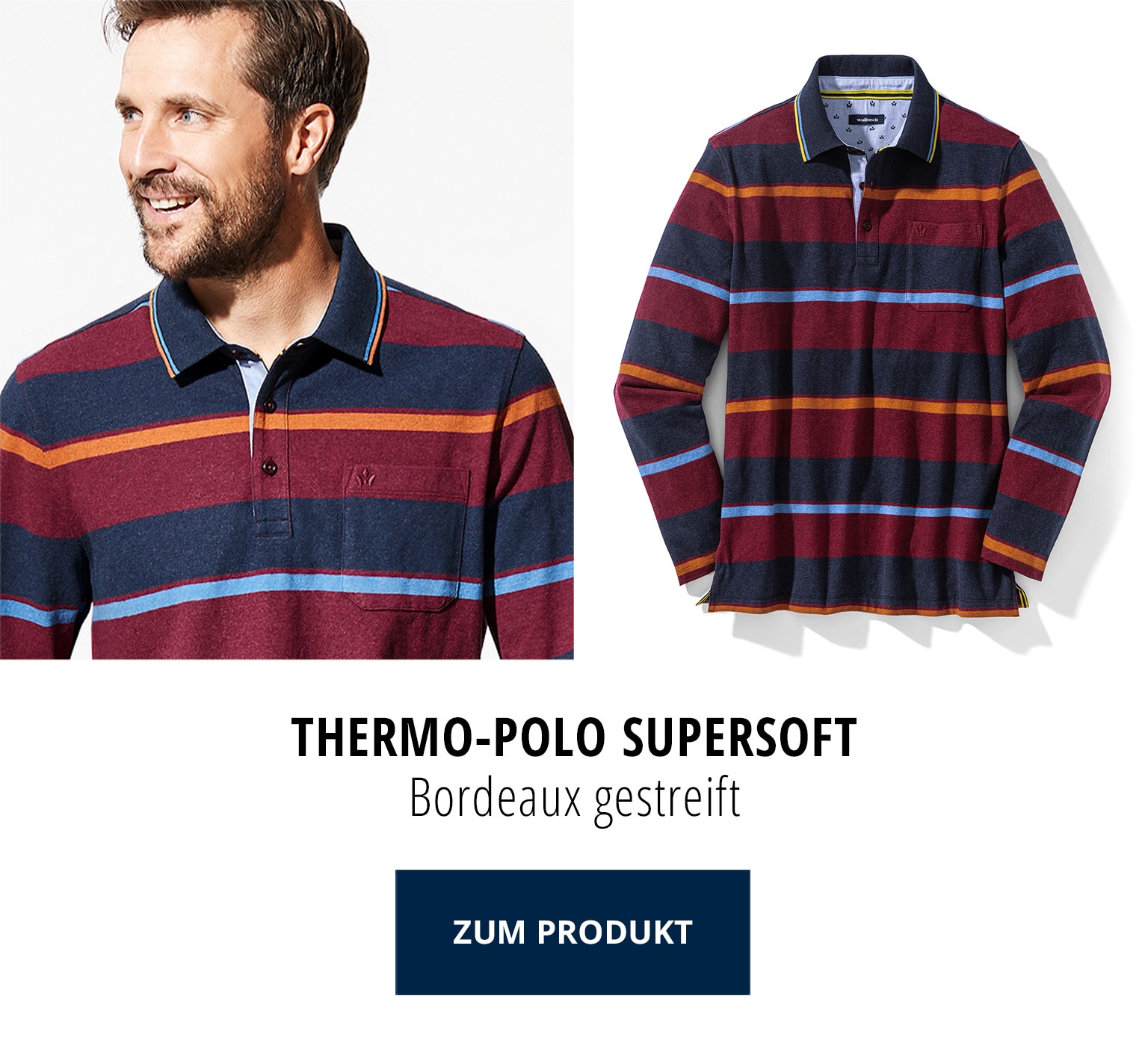 Thermo-Polo Supersoft - Bordeaux gestreift | Walbusch