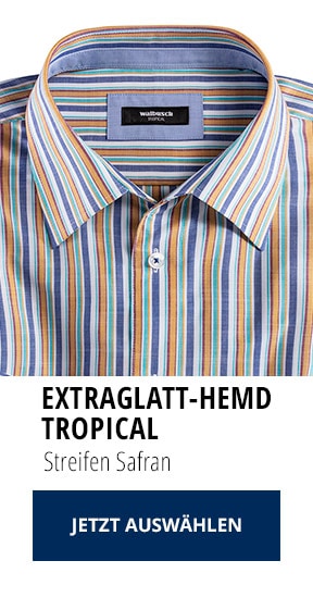 Extraglatt-Hemd Tropical Streifen Safran | Walbusch