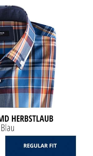 Extraglatt-Hemd Herbstlaub - Karo Blau, Regular Fit | Walbusch