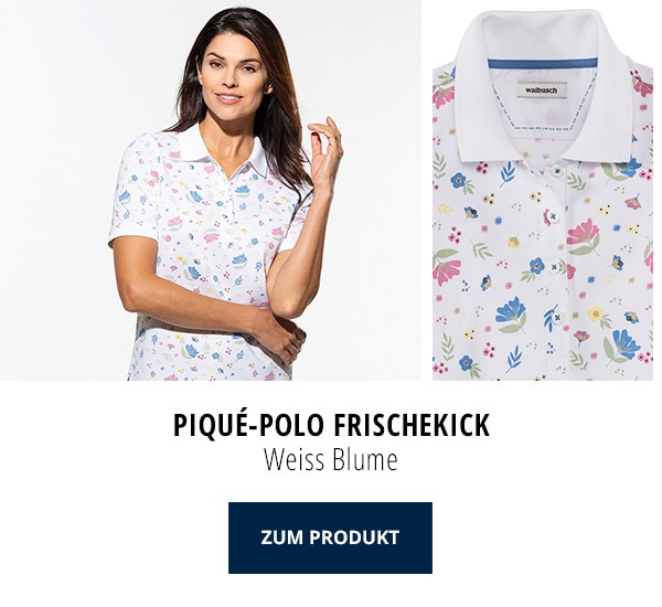 Piqué-Polo Frischekick - Weiß Blume | Walbusch