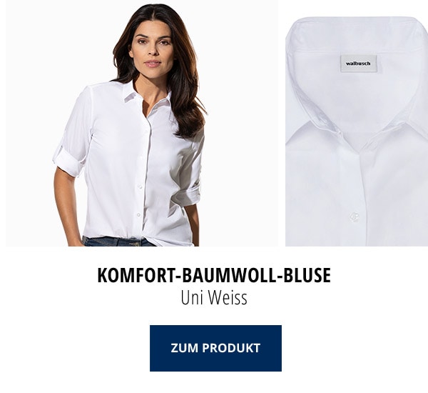 Komfort Baumwoll-Bluse - Weiß | Walbusch