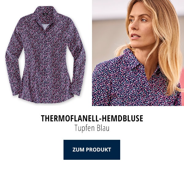 Thermoflanell-Hemdbluse Tupfen Blau | Walbusch