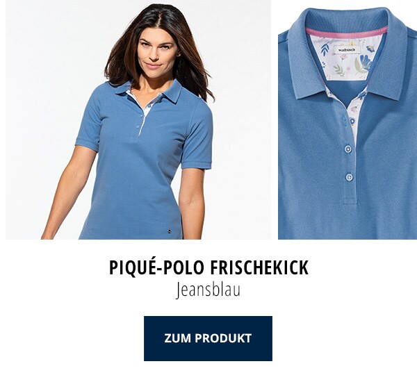 Piqué-Polo Frischekick - Jeansblau | Walbusch