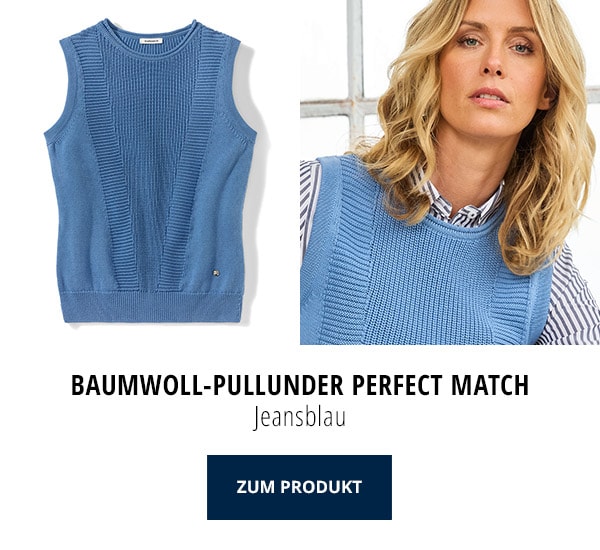 Baumwoll-Pullunder Perfect Match Jeansblau | Walbusch