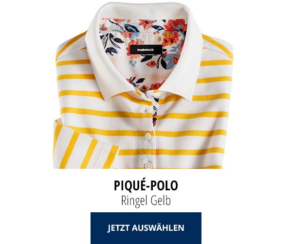 Piqué-Polo Sommer-Cotton Ringel Gelb | Walbusch