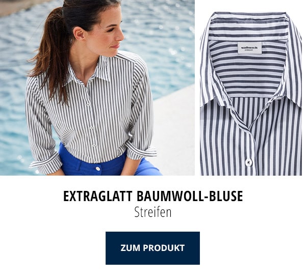 Extraglatt Baumwoll-Bluse - Streifen | Walbusch