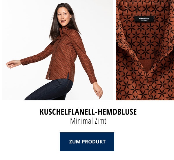 Kuschelflanell-Hemdbluse Zimt | Walbusch