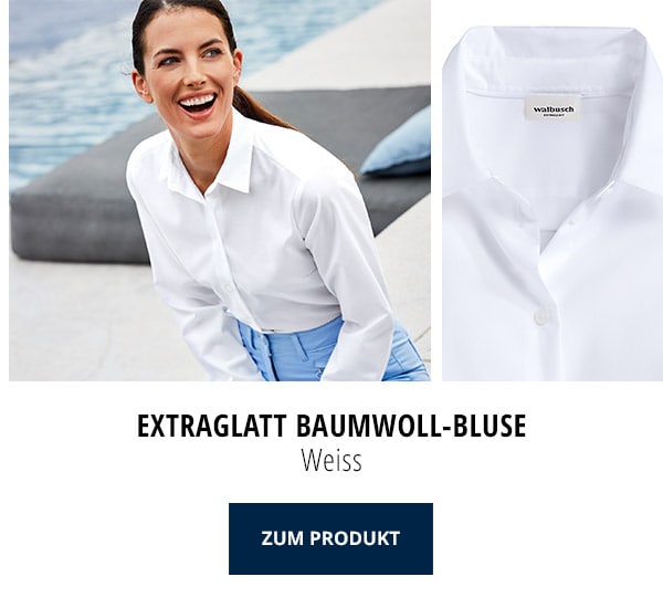 Extraglatt Baumwoll-Bluse - Weiß | Walbusch