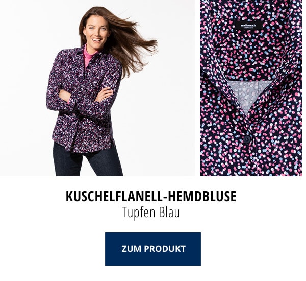 Kuschelflanell-Hemdbluse Blau | Walbusch