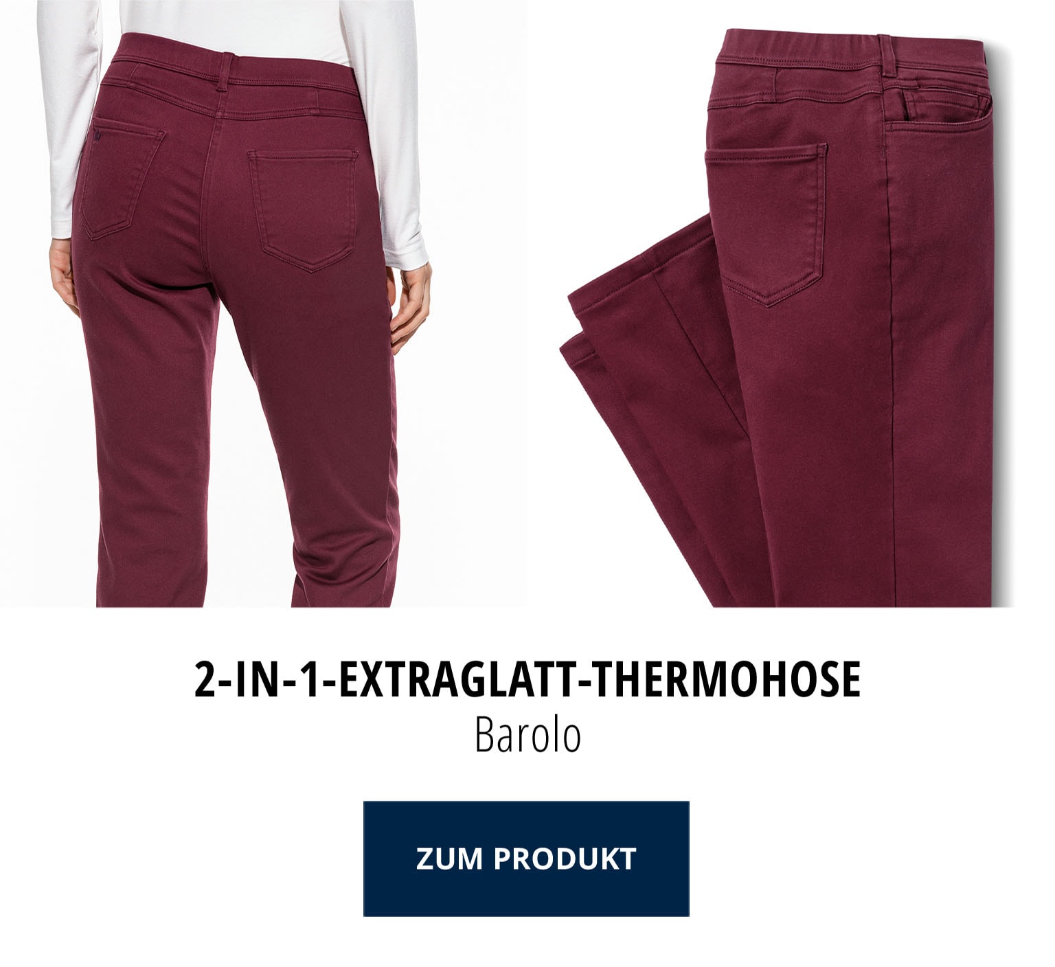 2-in-1-Extraglatt-Thermohose - Barolo | Walbusch