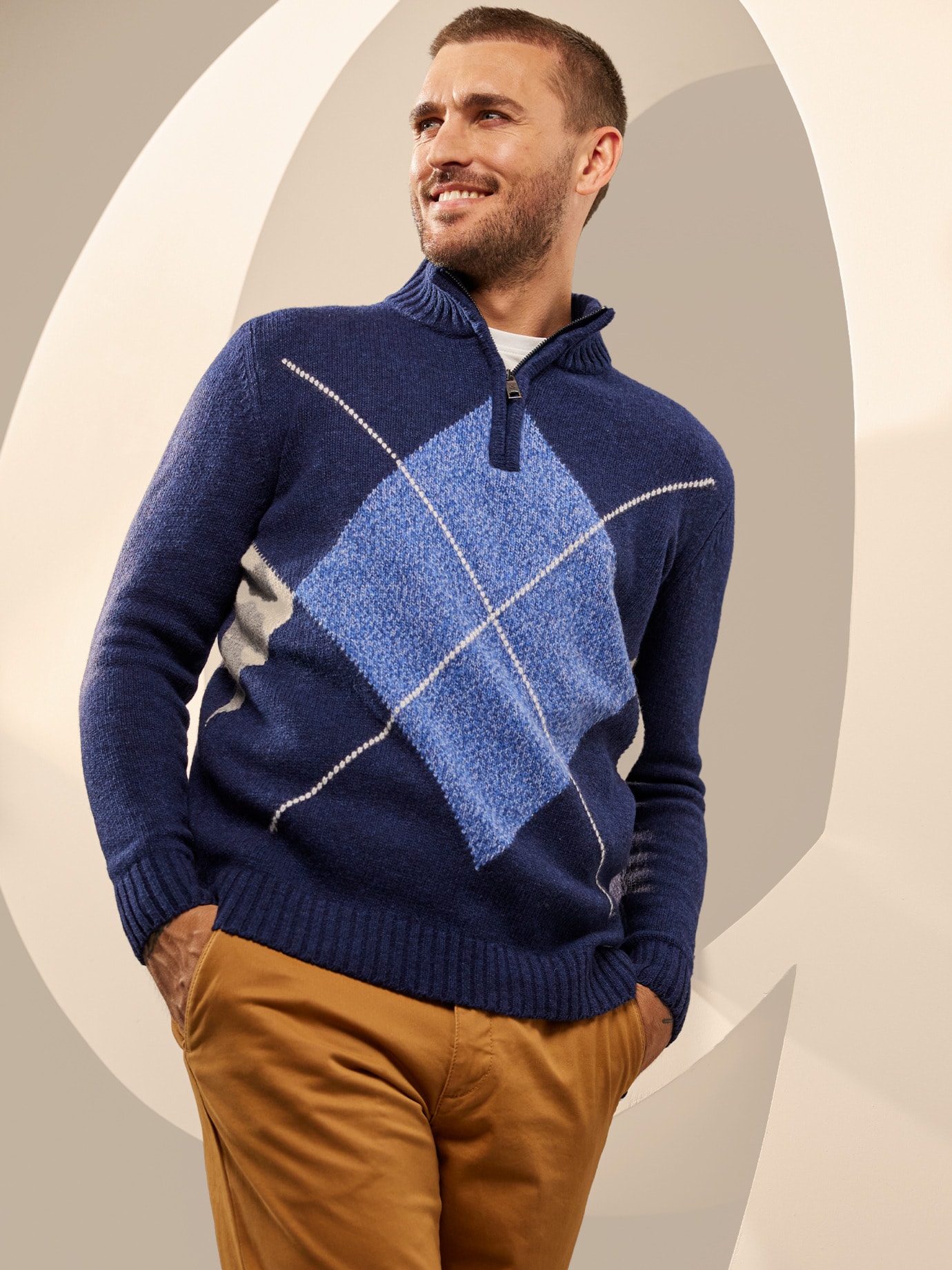 Outfit Intarsien-Troyer 