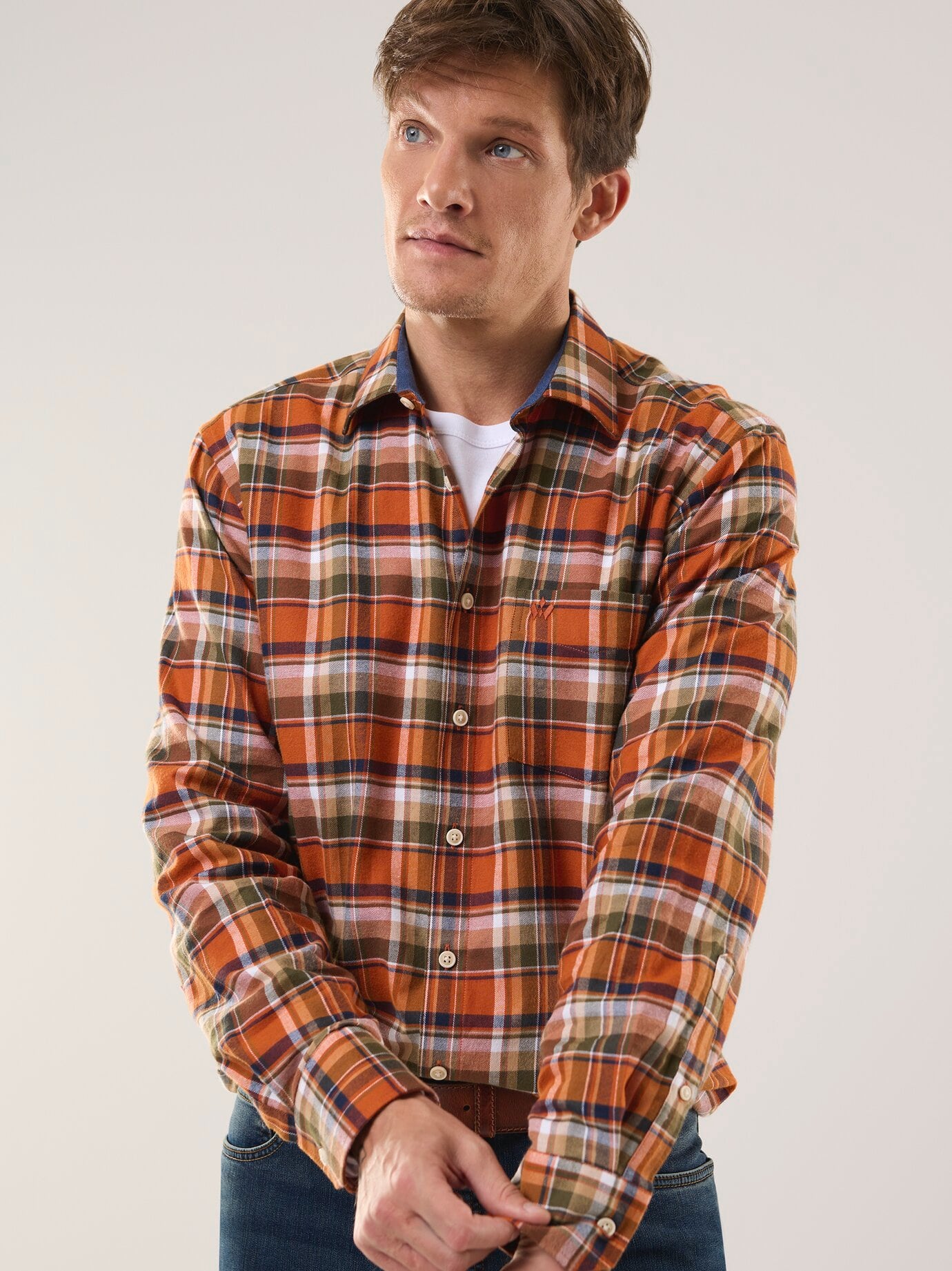 Walbusch Soft-Flanell-Hemd Regular Fit Orange 43/44 3