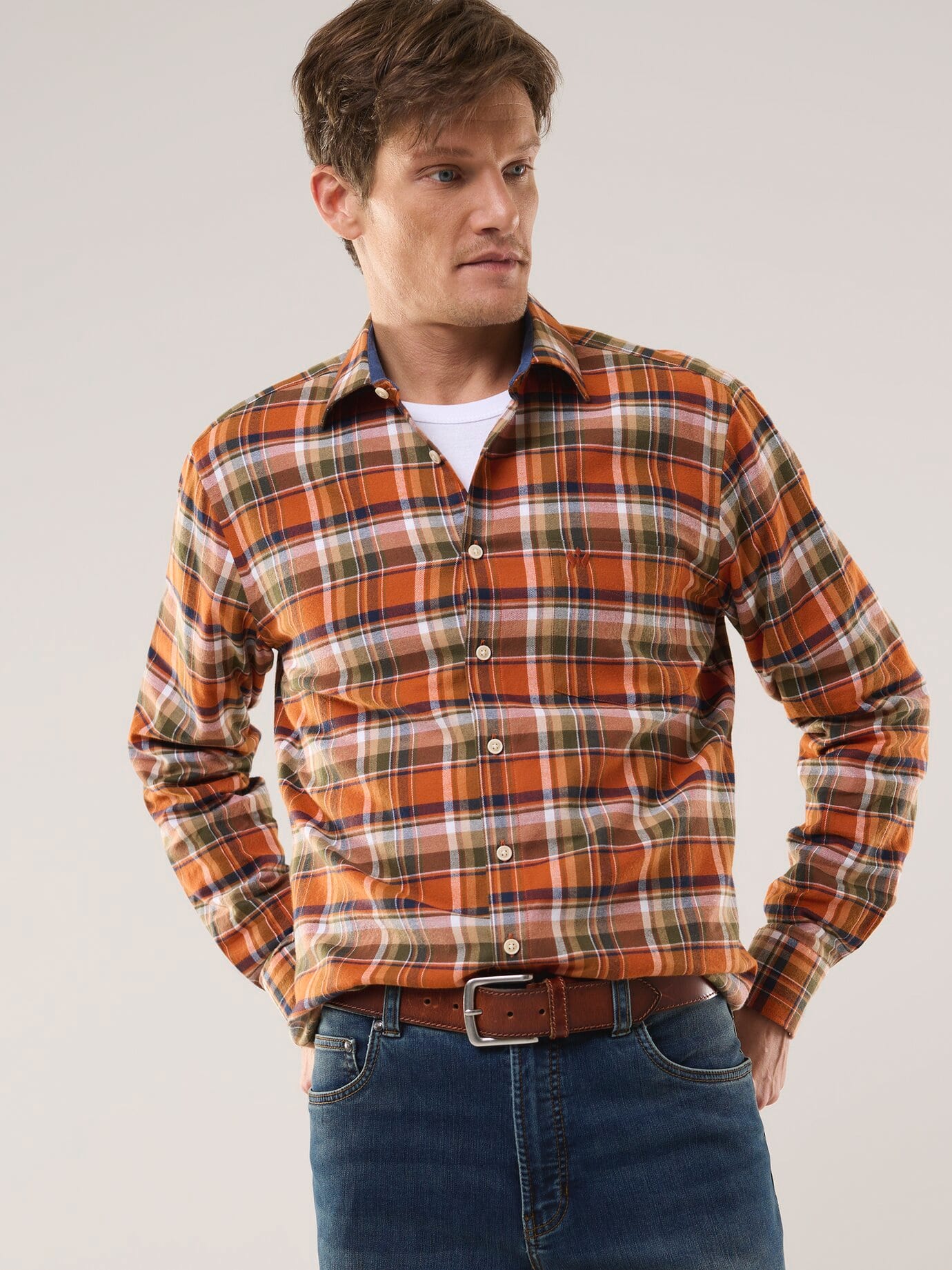 Walbusch Soft-Flanell-Hemd Regular Fit Orange 43/44 2