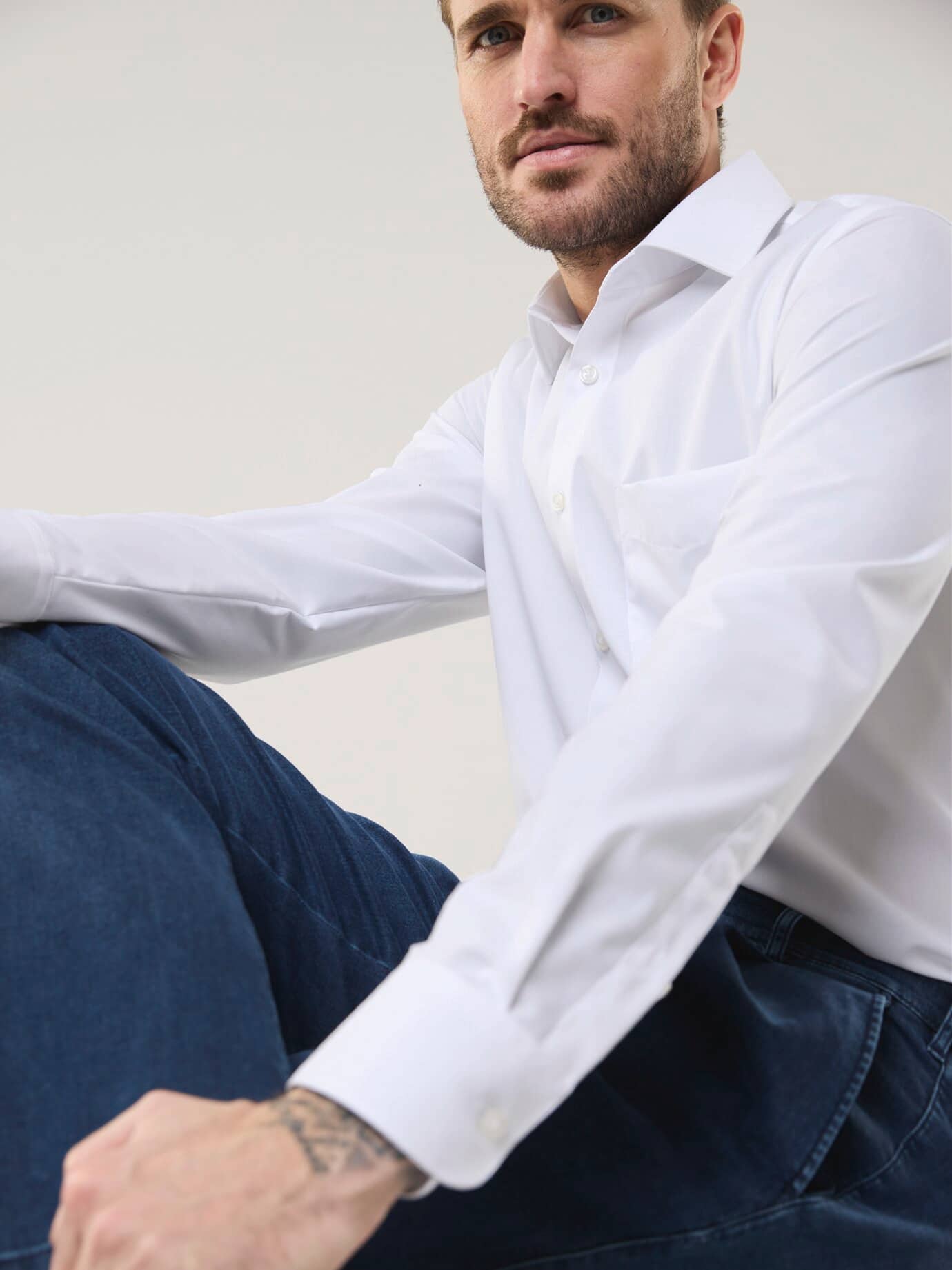 Walbusch Extraglatt Shirt Kent Collar White 38 3