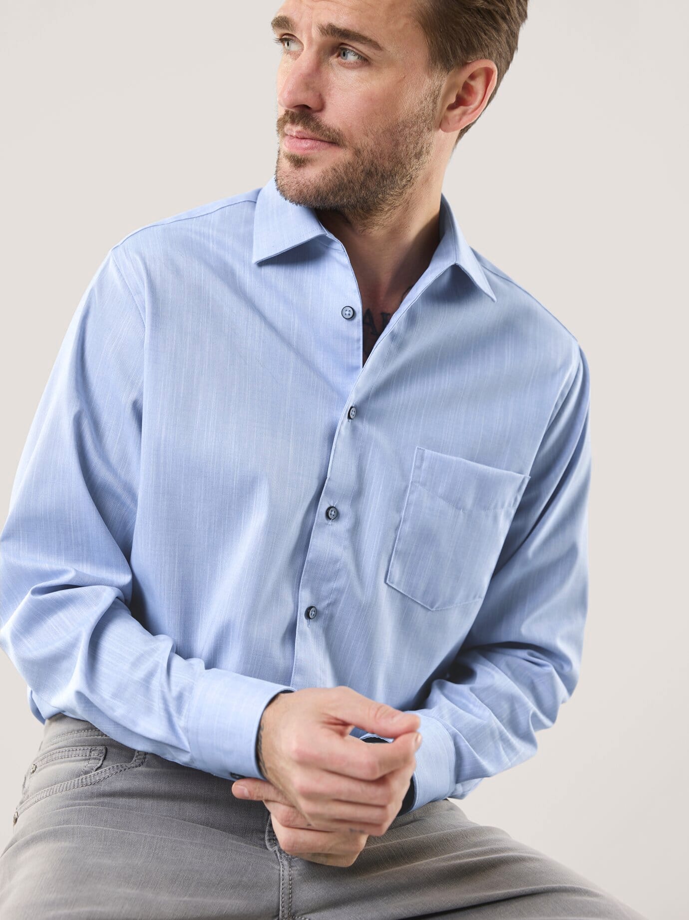 Walbusch Tropical Extra Smooth Shirt Comfort Fit Light Blue 45/46 6